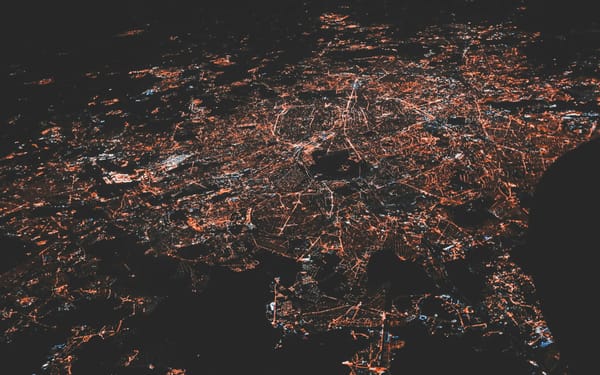 Aerial view of a city.